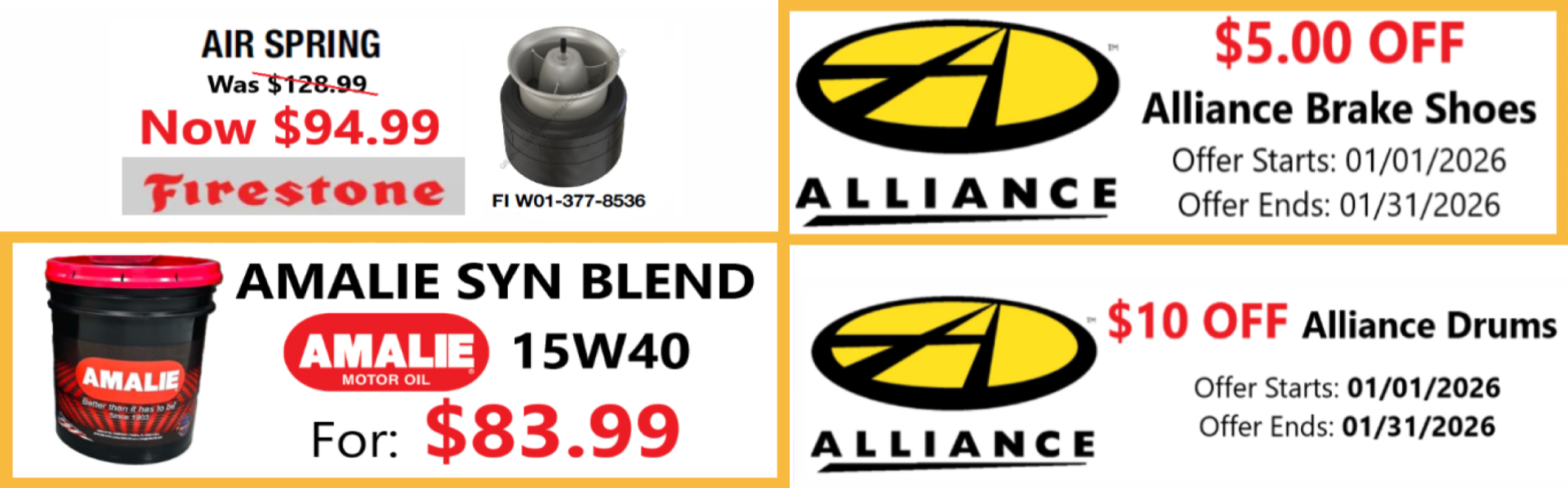 January Parts  specials